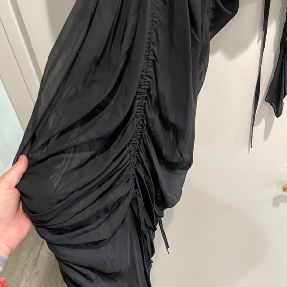 All Saints Spitalfields Black Sheer Bunched Up Dress size 12 NWT - Picture 8 of 14